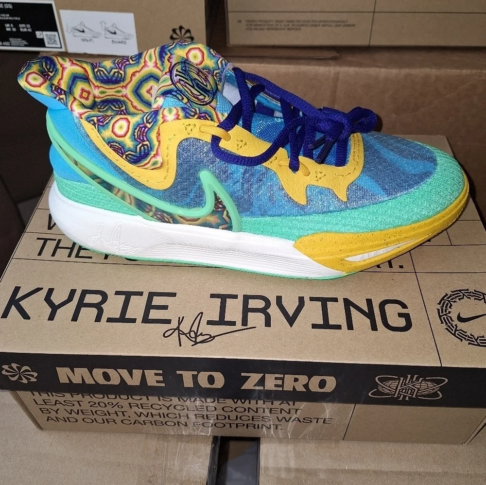 Nike Kyrie 8 GO SE (GS) Baltic Blue/ Multi-Color new with the box with no flaws.